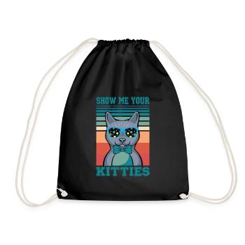 Real men love cats cat man cat father - Drawstring Bag - black - Front