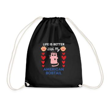 American bobtail Paw Dog - Drawstring Bag - black - Front