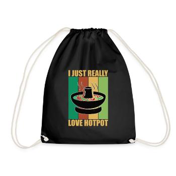 Chinese Fondue Hot Pot Hotpot - Drawstring Bag - black - Front