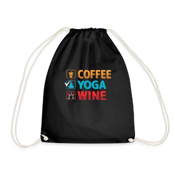 Coffee Yoga Wine - Drawstring Bag - black - Front