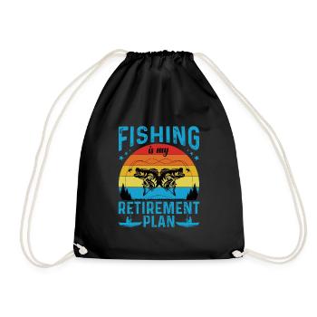 Fishing Hunting Fish Hook Hunter Rod Bait Bite - Drawstring Bag - black - Front