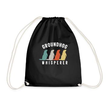 Marmot Rodent Groundhog Day Animals - Drawstring Bag - black - Front