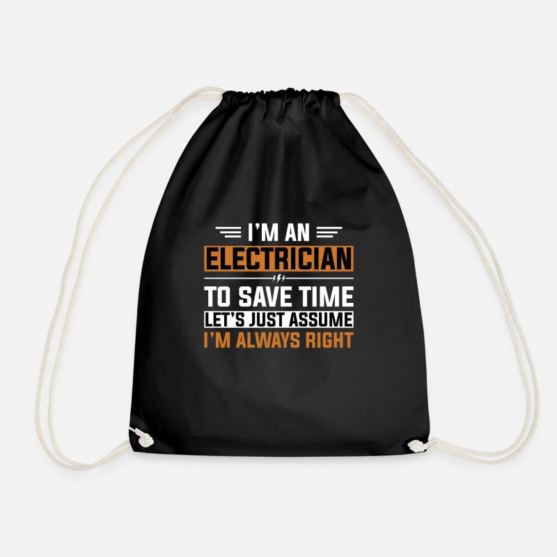 Electrician Electrical Engineering Insulation pliers Electronics - Drawstring Bag - black