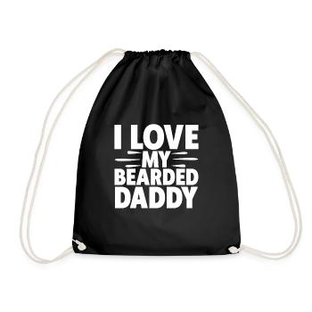 Father beard bearded with beard full beard husband - Drawstring Bag - black - Front