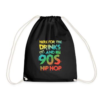 90s HipHop Old School Rap Music Fans - Drawstring Bag - black - Front
