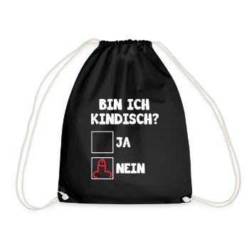 Bin ich kindisch ja nein für dunkle Mode - Turnbeutel - Schwarz - Vorne