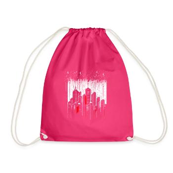 Minimalistische Metropole Wolkenkratzer bei Regen - Turnbeutel - Fuchsia - Vorne