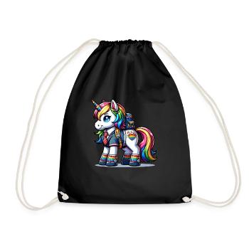 Cute Schoolboy Unicorn - Drawstring Bag - black - Front