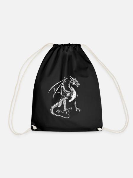 Drache Drachen weiß Fabelwesen - Turnbeutel - Schwarz