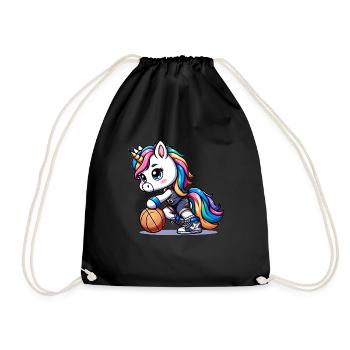 Cute Basketball Player Unicorn - Drawstring Bag - black - Front
