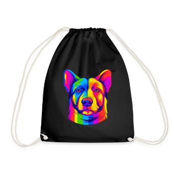 Rainbow Dog - Drawstring Bag - black - Front