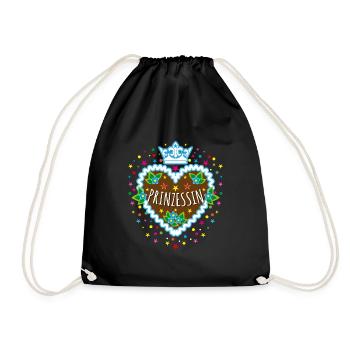 73 Gingerbread Heart Princess Crown Confetti - Drawstring Bag - black - Front