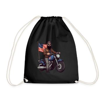 Motorradfahrer USA Flagge - Turnbeutel - Schwarz - Vorne