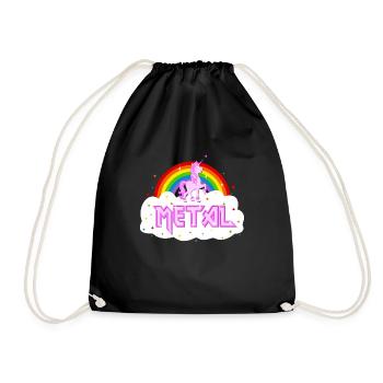 metal musik heavy einhorn regenbogen pink lustig - Turnbeutel - Schwarz - Vorne