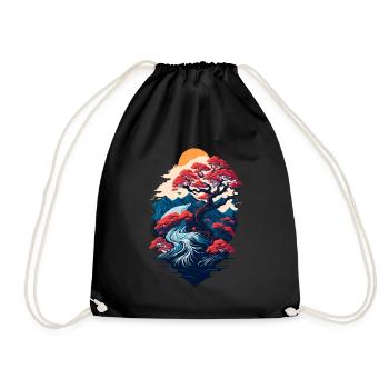 Beautiful bonsai tree scenery - Drawstring Bag - black - Front