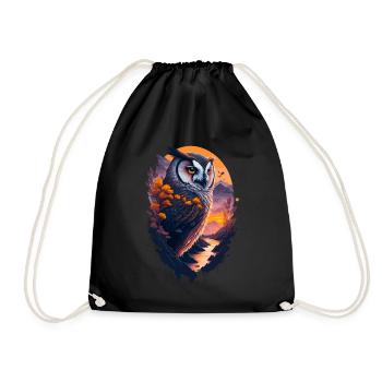 Beautiful owl - Drawstring Bag - black - Front