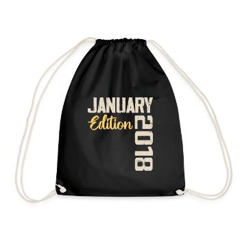 Geburtstagsgeschenk geboren im Januar 2018 - 2018 - Turnbeutel - Schwarz - Vorne