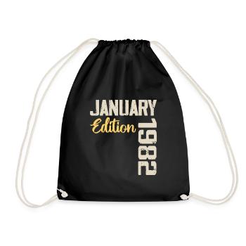 Birthday gift born in January 1982 - 1982 - Drawstring Bag - black - Front