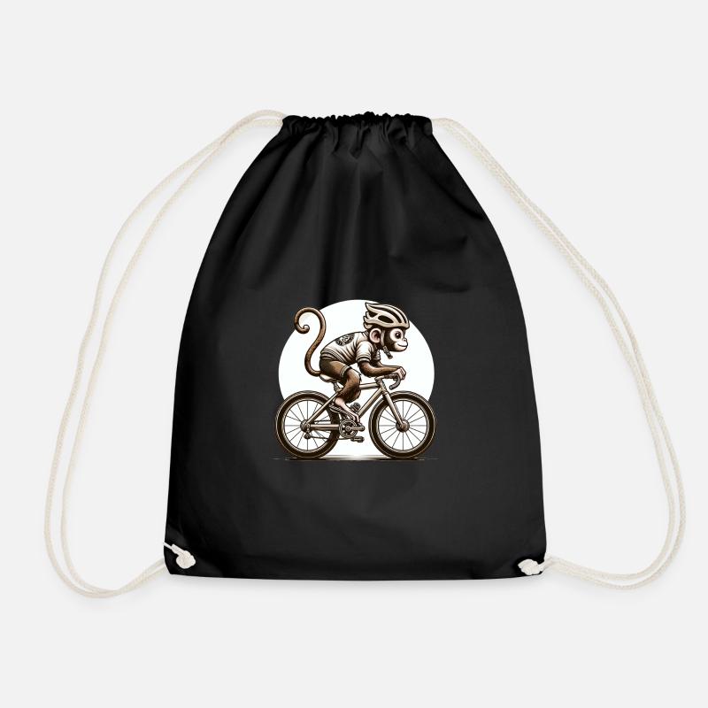 Cute Cyclist Monkey - Turnbeutel - Schwarz