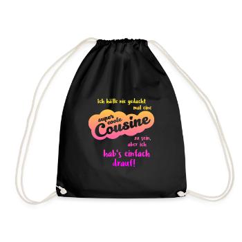 Cousine Familie super cool Geschenk - Turnbeutel - Schwarz - Vorne