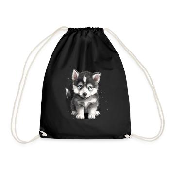Husky Puppy Dog Baby Sled Dog - Sac de sport léger - noir - Devant