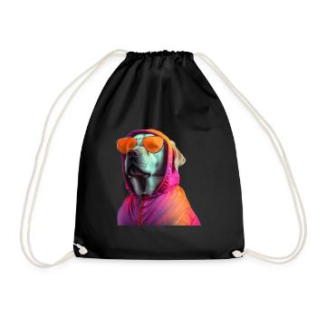 Labrador Hund mit Sonnenbrille - Turnbeutel - Schwarz - Vorne