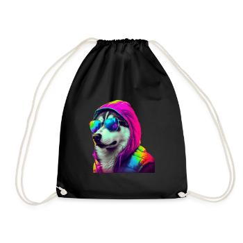 Husky avec lunettes de soleil Coloré Cool Huskies Chien - Sac de sport léger - noir - Devant