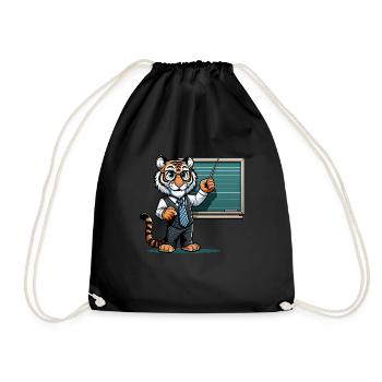 Cute Tiger Teacher - Drawstring Bag - black - Front