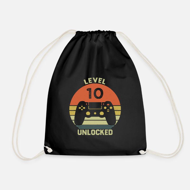 Level 10 Unlocked 10 Geburtstag Geschenk - Turnbeutel - Schwarz