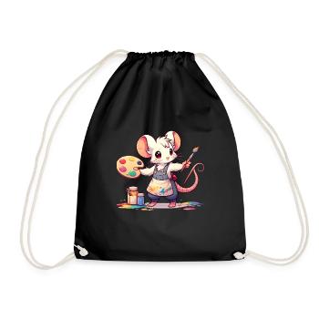 Cute Mouse Artist - Drawstring Bag - black - Front