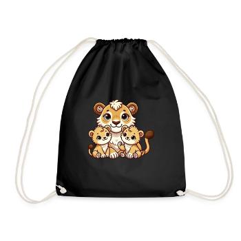 Mère lion aimante avec deux enfants mignons 2 - Sac de sport léger - noir - Devant