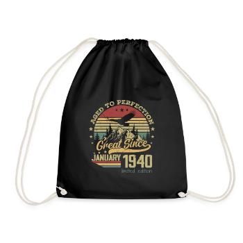 84 years old Aged to Perfection born: January 1940 - Drawstring Bag - black - Front