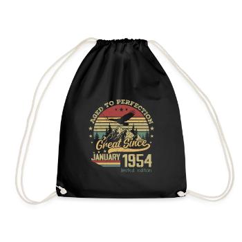 70 Years Old Aged to Perfection Born: January 1954 - Drawstring Bag - black - Front