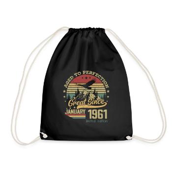 63 years old Aged to Perfection born: January 1961 - Drawstring Bag - black - Front