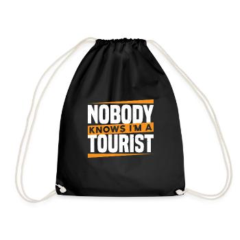 Nobody Knows I'm A Tourist 20 - Drawstring Bag - black - Front