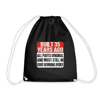 Built 35 Years Ago - 35 Birthday - Drawstring Bag - black - Front