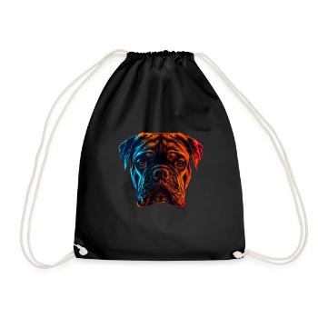 Bouledogue rouge et bleu Art animalier féroce et vif - Sac de sport léger - noir - Devant
