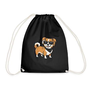 Cartoon Pekiniese, cooles Motiv mit Sonnenbrille - Turnbeutel - Schwarz - Vorne