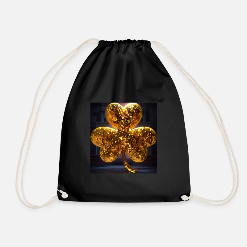 Kleeblatt,gold,glitter , klee - Turnbeutel - Schwarz