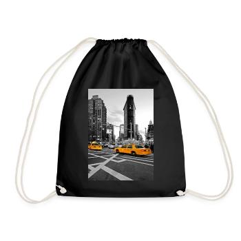NYC Yellow Cabs Flat Iron Building - Drawstring Bag - black - Front