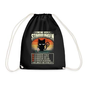 Meine Vier Stimmungen Katze Beruf Arbeit Menschen - Turnbeutel - Schwarz - Vorne