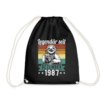 Faultier Legendär seit Dezember 1987 Geburtstag - Turnbeutel - Schwarz - Vorne