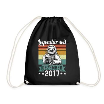 Faultier Legendär seit Dezember 2017 Geburtstag - Turnbeutel - Schwarz - Vorne
