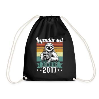 Faultier Legendär seit Januar 2017 Geburtstag - Turnbeutel - Schwarz - Vorne