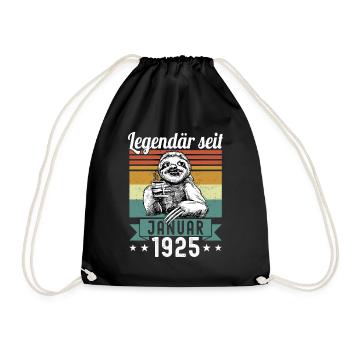 Faultier Legendär seit Januar 1925 Geburtstag - Turnbeutel - Schwarz - Vorne