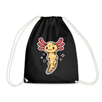 Mosaic Axolotl Design for Axolotl Lovers - Drawstring Bag - black - Front
