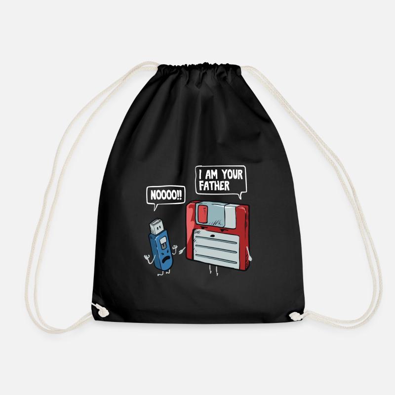 Diskette & USB Stick Geschenk für Computer Nerds - Turnbeutel - Schwarz