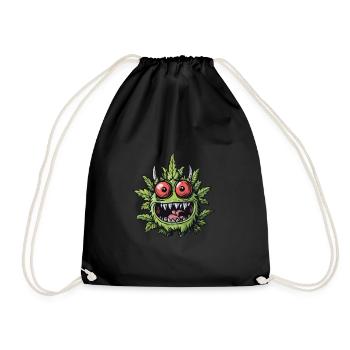 Cannabis Monster – Funny Weed Design - Drawstring Bag - black - Front