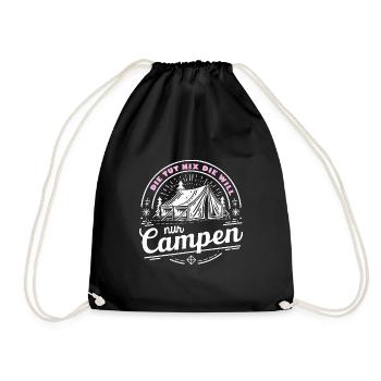 Die tut nix will nur campen Campingfrau Zelten Out - Turnbeutel - Schwarz - Vorne