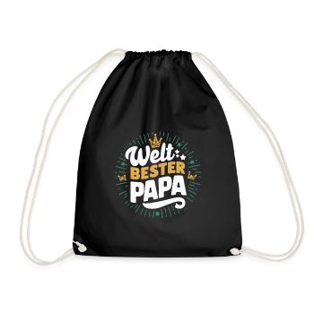 Weltbester Papa König Du wirst Papa Geschenk - Turnbeutel - Schwarz - Vorne